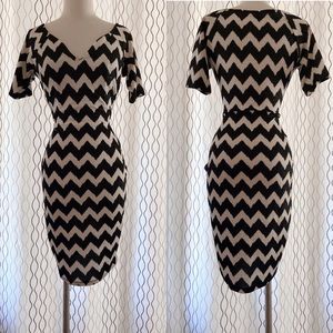 Shimmery black and white zigzag design dress